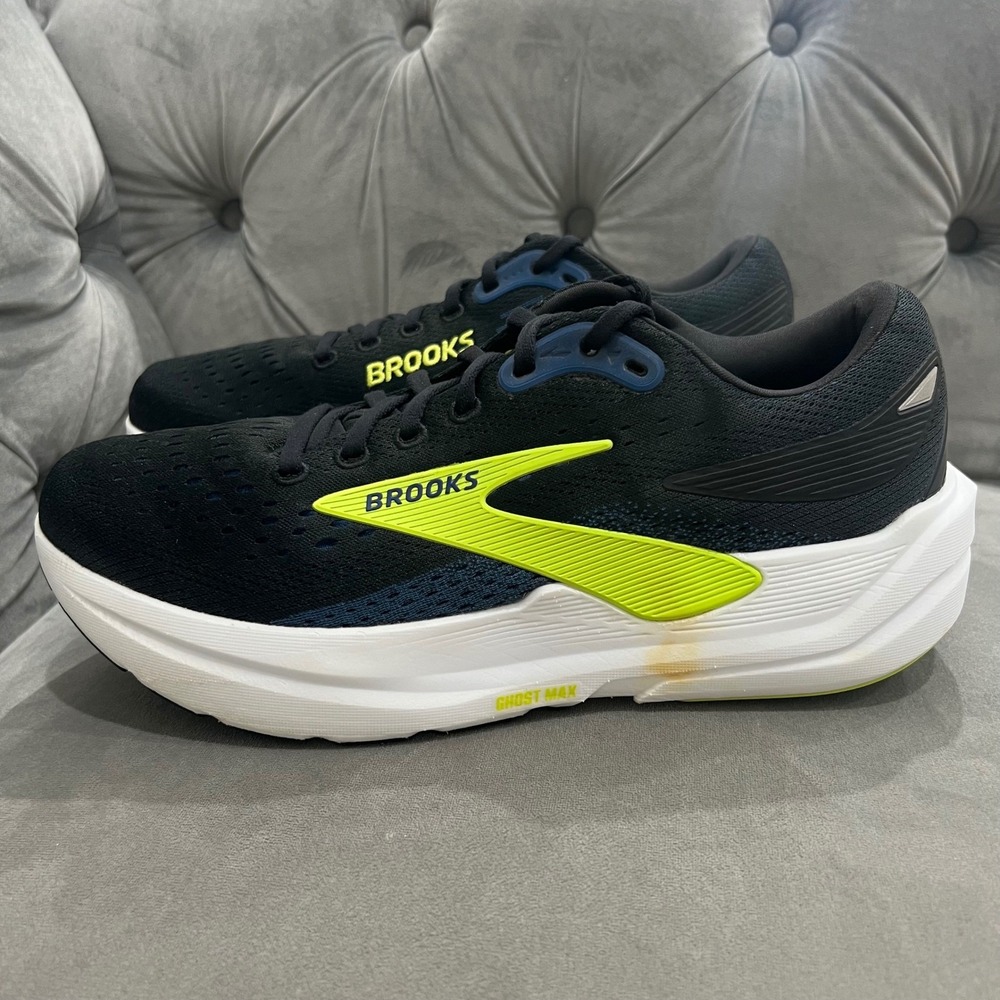 Brooks Ghost Max 3 Running Shoes Mens 12 Black/Navy/Acid Lime Athletic Sneakers - Picture 11 of 11